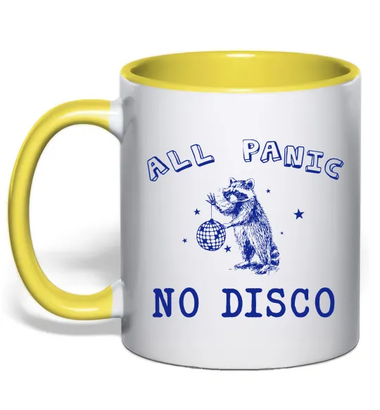 Чашка с цветной ручкой All panic No disco Лимонный фото