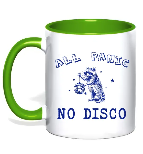 Чашка с цветной ручкой All panic No disco Лаймовый фото