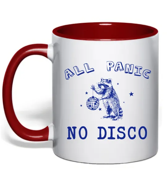 Чашка с цветной ручкой All panic No disco Красный фото