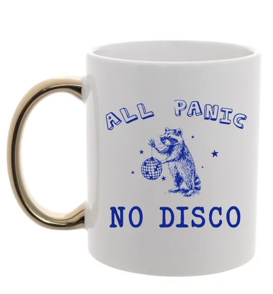 Чашка с цветной ручкой All panic No disco Золото фото