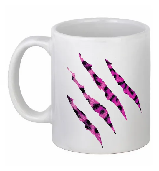 Чашка керамічна Рожеві подряпини Білий фото