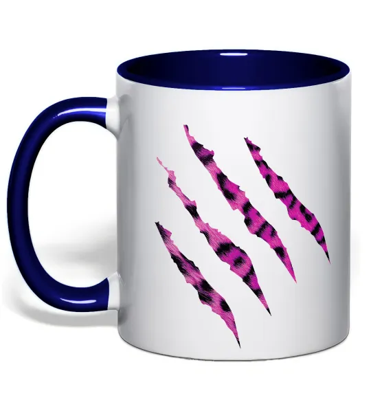 Чашка с цветной ручкой Рожеві подряпини Глубокий темно-синий фото