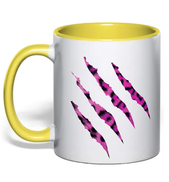 Чашка с цветной ручкой Рожеві подряпини Лимонный фото