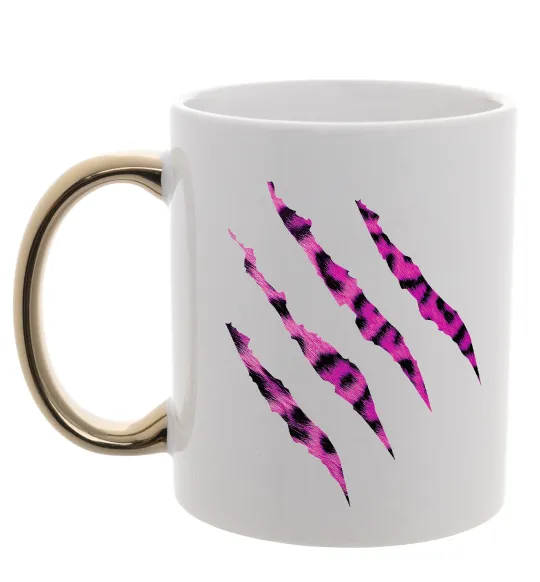 Чашка с цветной ручкой Рожеві подряпини Золото фото