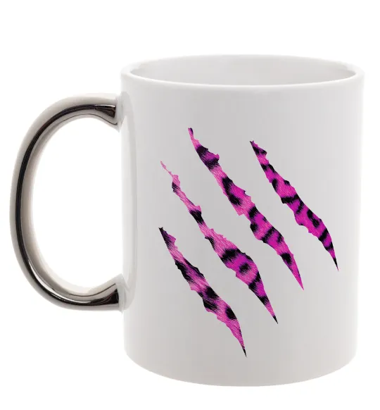 Чашка с цветной ручкой Рожеві подряпини Серебро фото