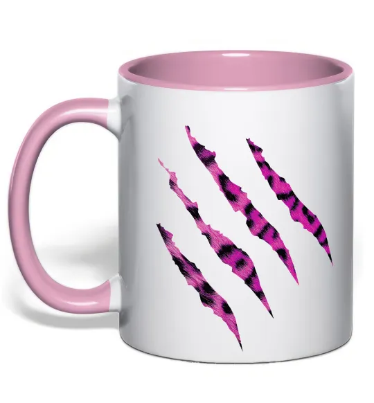 Чашка с цветной ручкой Рожеві подряпини Нежно розовый фото