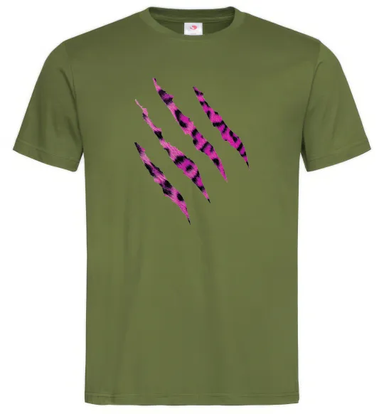 Чоловіча футболка Рожеві подряпини Оливковий фото