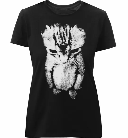 Жіноча преміум футболка Котик Y2K Чорний фото