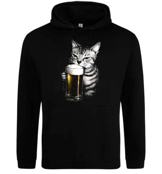Мужская толстовка (худи) Кіт з пивом Черный фото