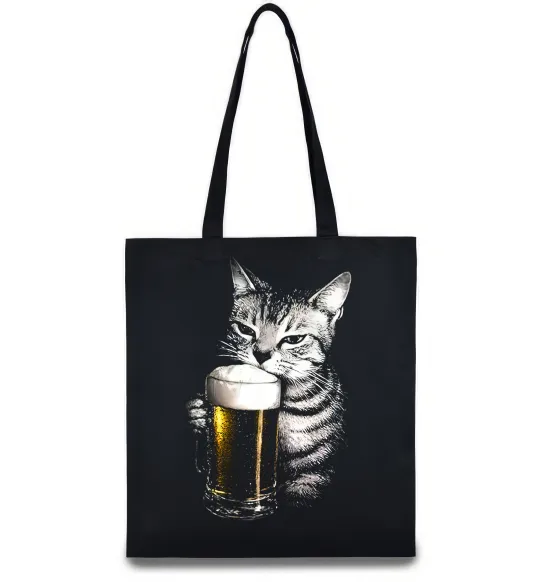 Эко-сумка Кіт з пивом Черный фото