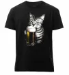 Мужская премиум футболка Кіт з пивом Черный фото