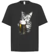 Футболка Оверсайз Кіт з пивом Черный фото