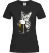 Женская футболка Кіт з пивом Черный фото