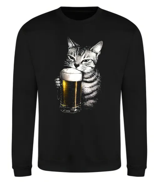 Свитшот Кіт з пивом Черный фото