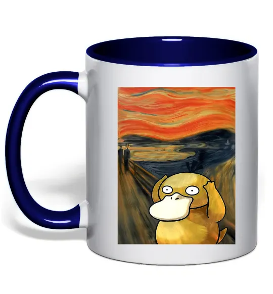 Чашка з кольоровою ручкою Psyduck scream Глибокий темно-синій фото