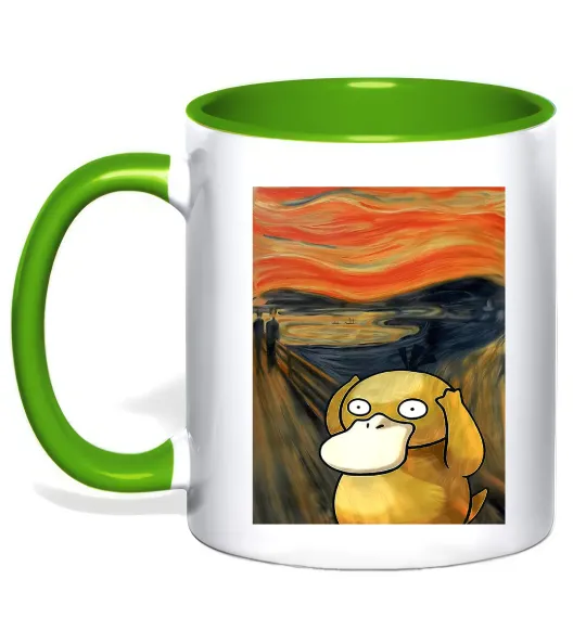 Чашка з кольоровою ручкою Psyduck scream Лаймовий фото
