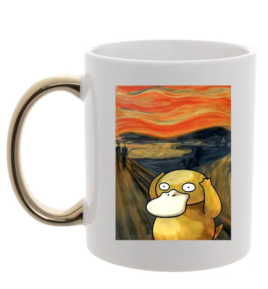 Чашка з кольоровою ручкою Psyduck scream Золото фото