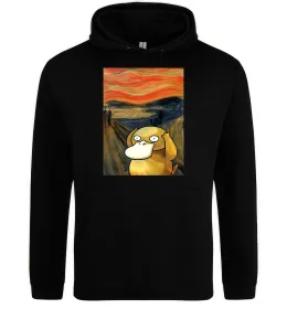 Мужская толстовка (худи) Psyduck scream Черный фото