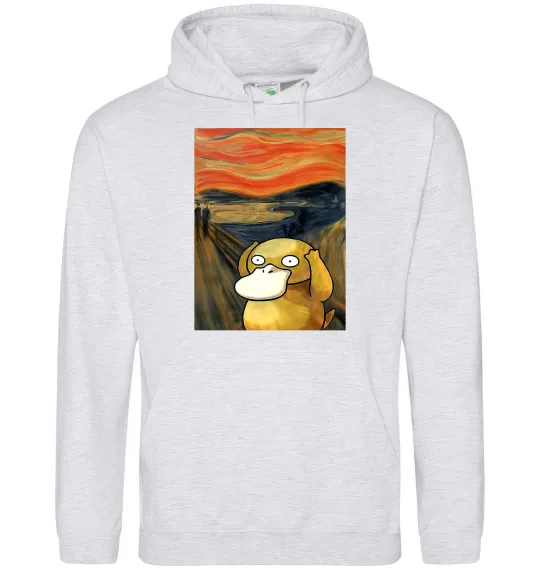 Жіноча толстовка (худі) Psyduck scream Сірий меланж фото