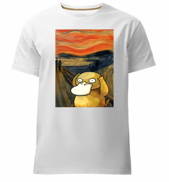 Мужская премиум футболка Psyduck scream Белый фото