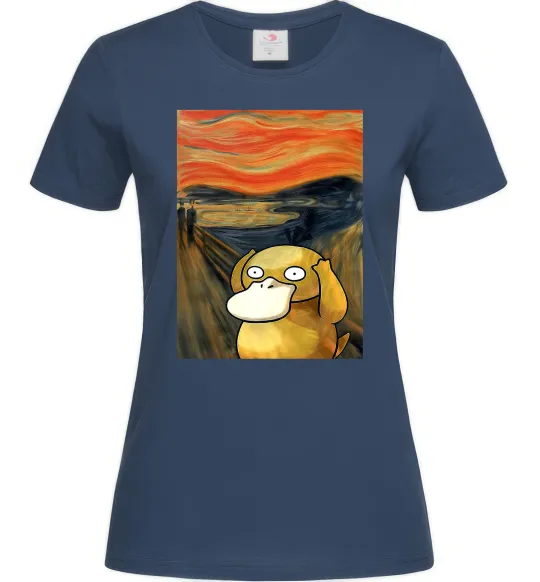 Женская футболка Psyduck scream Темно-синий фото