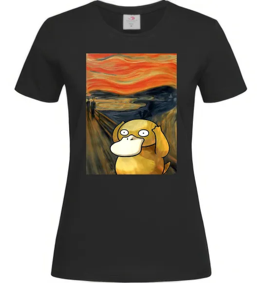 Женская футболка Psyduck scream Черный фото