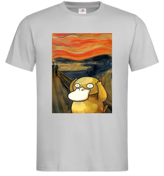Мужская футболка Psyduck scream Серый фото