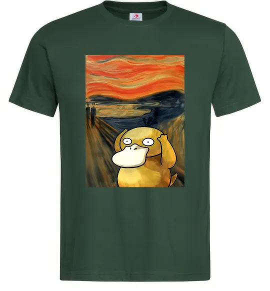 Мужская футболка Psyduck scream Темно-зеленый фото