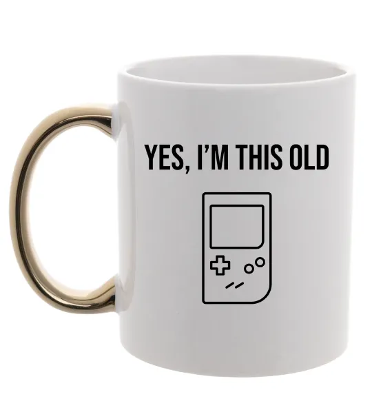 Чашка з кольоровою ручкою I`m this old Tetris Золото фото