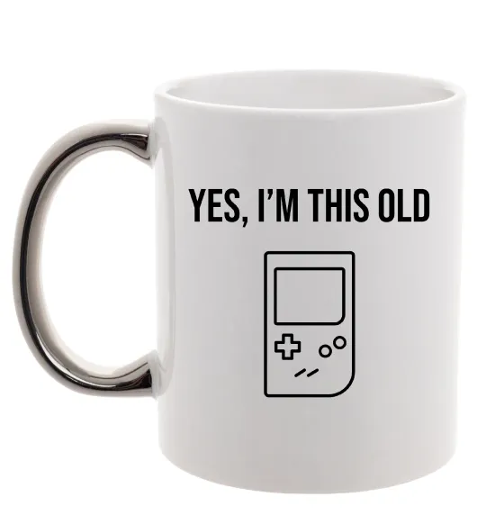 Чашка з кольоровою ручкою I`m this old Tetris Срібло фото