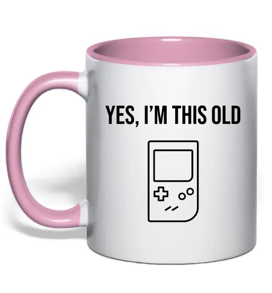 Чашка з кольоровою ручкою I`m this old Tetris Ніжно рожевий фото