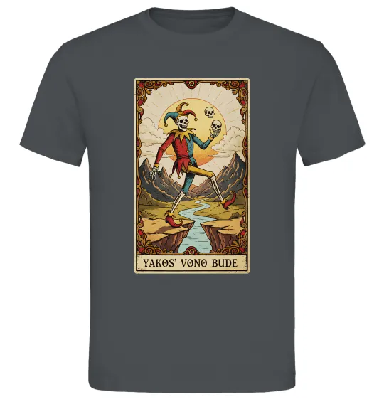 Чоловіча футболка Якось воно буде Таро карта Графіт фото