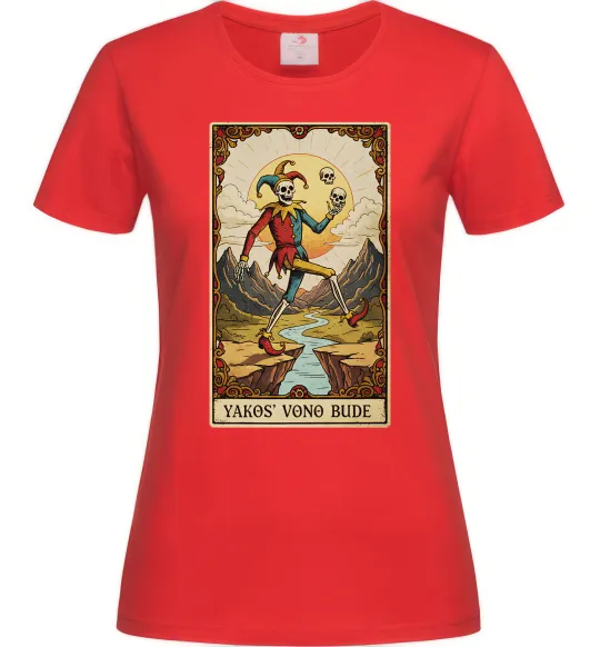 Жіноча футболка Якось воно буде Таро карта Червоний фото