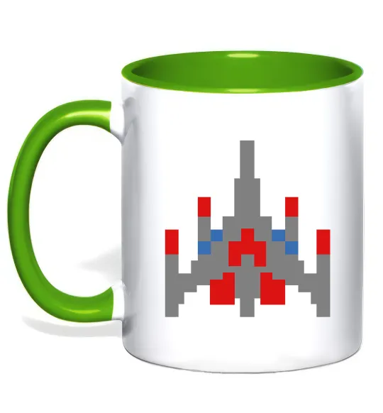 Чашка з кольоровою ручкою Space Defender retro Лаймовий фото