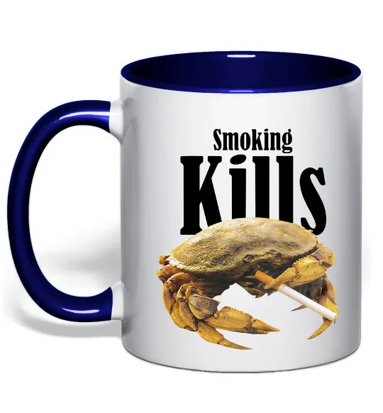 Чашка з кольоровою ручкою Smoking Crab Глибокий темно-синій фото