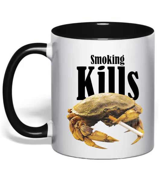 Чашка з кольоровою ручкою Smoking Crab Чорний фото