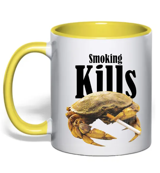 Чашка з кольоровою ручкою Smoking Crab Лимонний фото