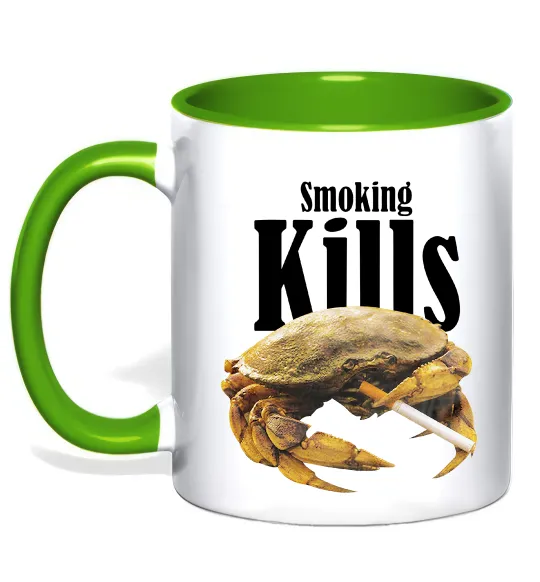 Чашка з кольоровою ручкою Smoking Crab Лаймовий фото