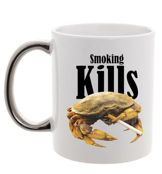 Чашка з кольоровою ручкою Smoking Crab Срібло фото