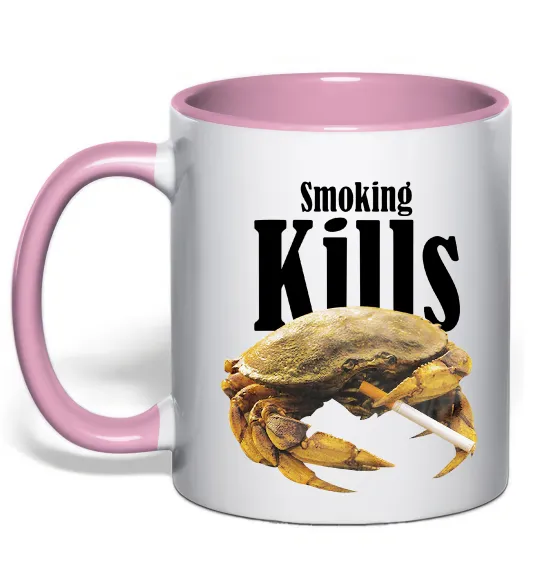 Чашка з кольоровою ручкою Smoking Crab Ніжно рожевий фото