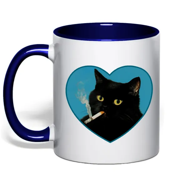 Чашка з кольоровою ручкою Bad Kitty Y2K Глибокий темно-синій фото