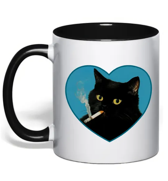 Чашка з кольоровою ручкою Bad Kitty Y2K Чорний фото