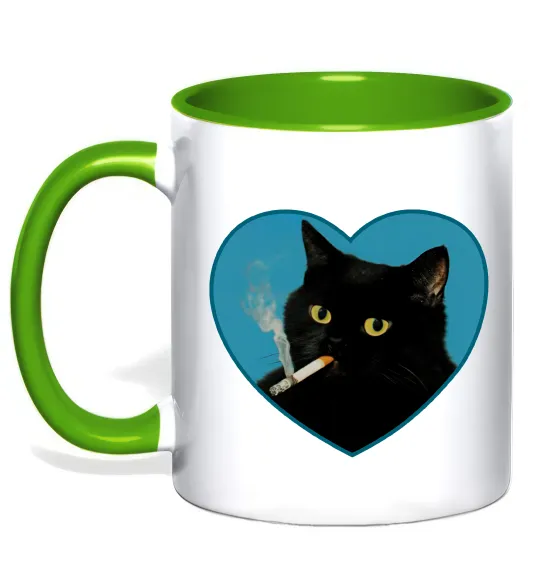 Чашка з кольоровою ручкою Bad Kitty Y2K Лаймовий фото