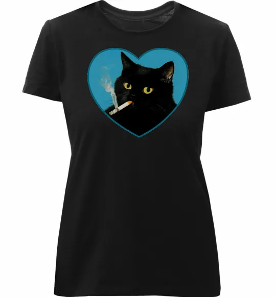 Жіноча преміум футболка Bad Kitty Y2K Чорний фото