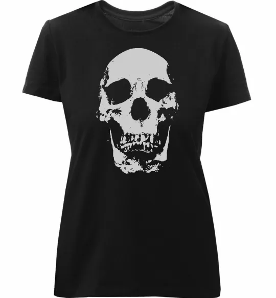 Женская премиум футболка Old school skull Черный фото