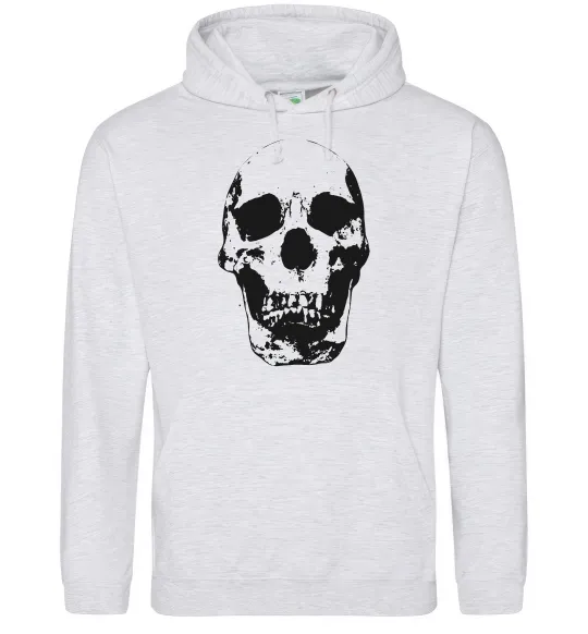Мужская толстовка (худи) Old school skull Серый меланж фото