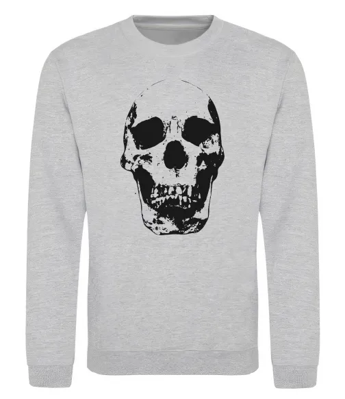 Свитшот Old school skull Серый меланж фото