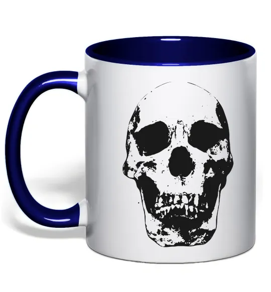 Чашка с цветной ручкой Old school skull Глубокий темно-синий фото