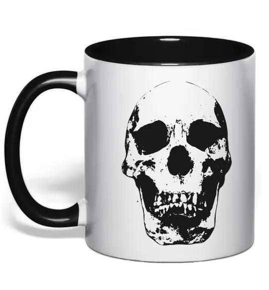 Чашка с цветной ручкой Old school skull Черный фото