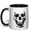 Чашка с цветной ручкой Old school skull Черный фото